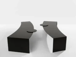 Gilles Derain paire de tables basses métal édition Lumen 1986