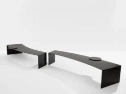 Gilles Derain paire de tables basses métal édition Lumen 1986