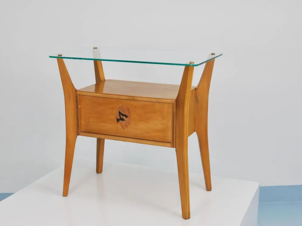 Gio Ponti Table de chevet en érable et noyer, La Permanente Mobili Cantù, années 1940