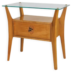 Gio Ponti Table de chevet en érable et noyer, La Permanente Mobili Cantù, années 1940