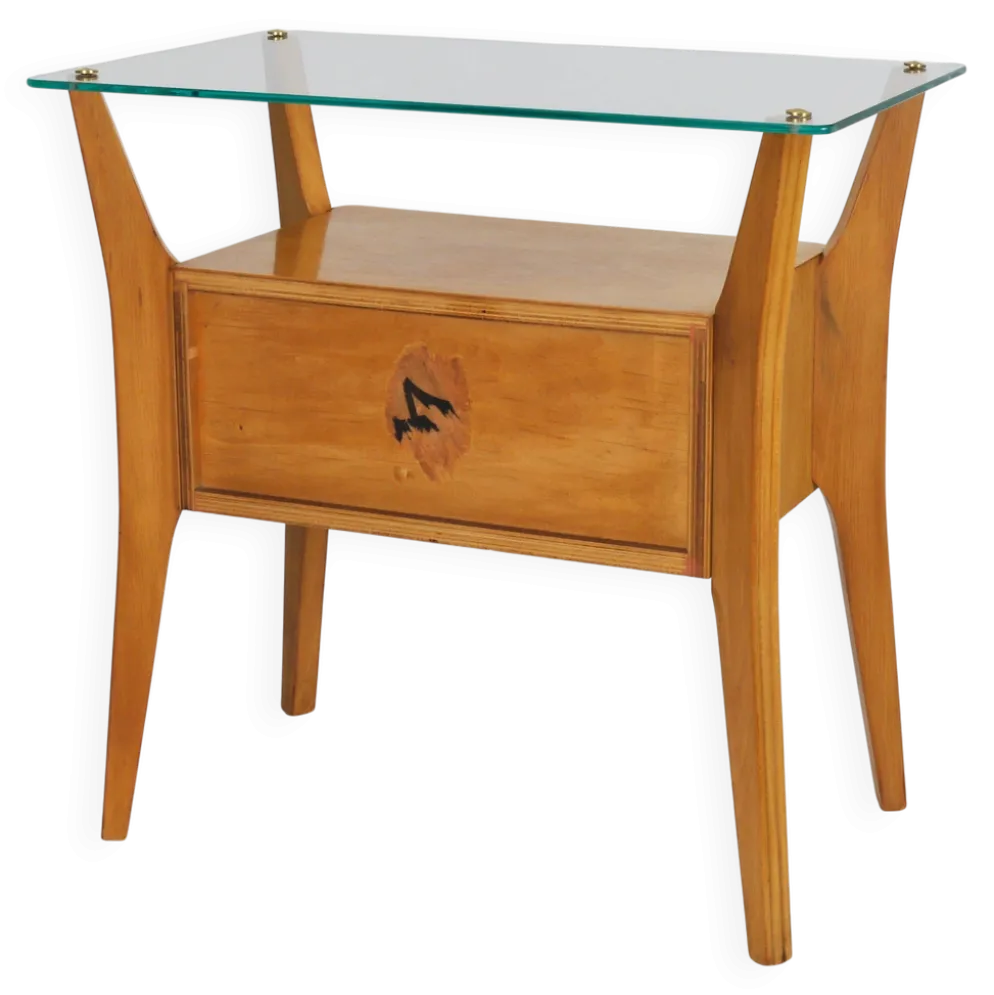 Gio Ponti Table de chevet en érable et noyer, La Permanente Mobili Cantù, années 1940