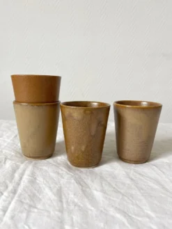 4 gobelets en grès Digoin vintage