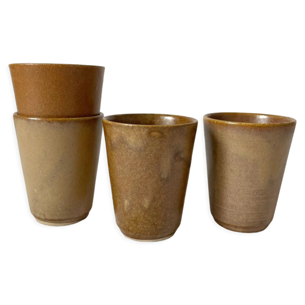 4 gobelets en grès Digoin vintage