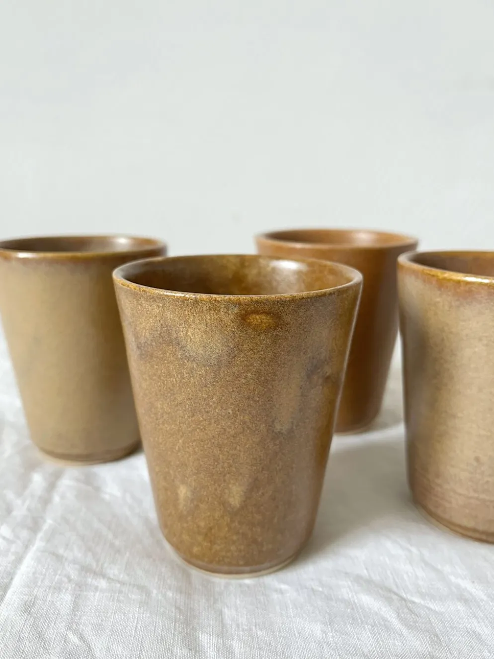 4 gobelets en grès Digoin vintage