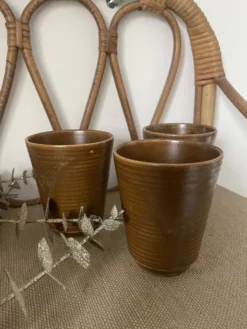 3 gobelets mugs en grès Digoin