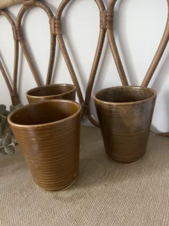 3 gobelets mugs en grès Digoin