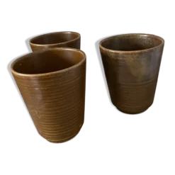 3 gobelets mugs en grès Digoin