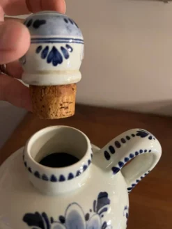 Gourde en faïence de Delft peinte à la main – décor moulin à vent et f