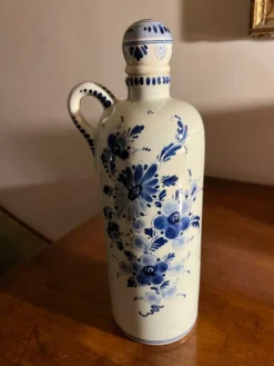 Gourde en faïence de Delft peinte à la main – décor moulin à vent et f