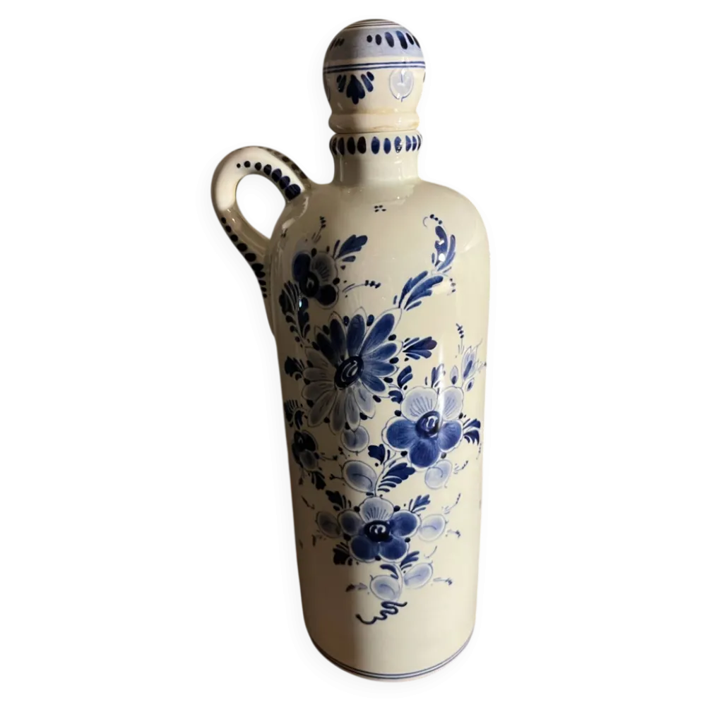 Gourde en faïence de Delft peinte à la main – décor moulin à vent et f