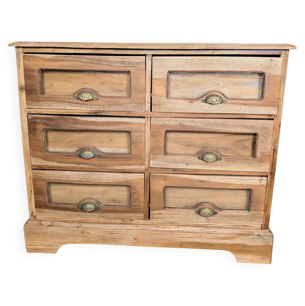 Grainetier ancien 6 tiroirs en bois massif