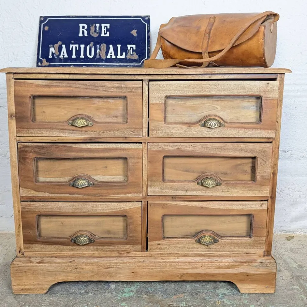 Grainetier ancien 6 tiroirs en bois massif