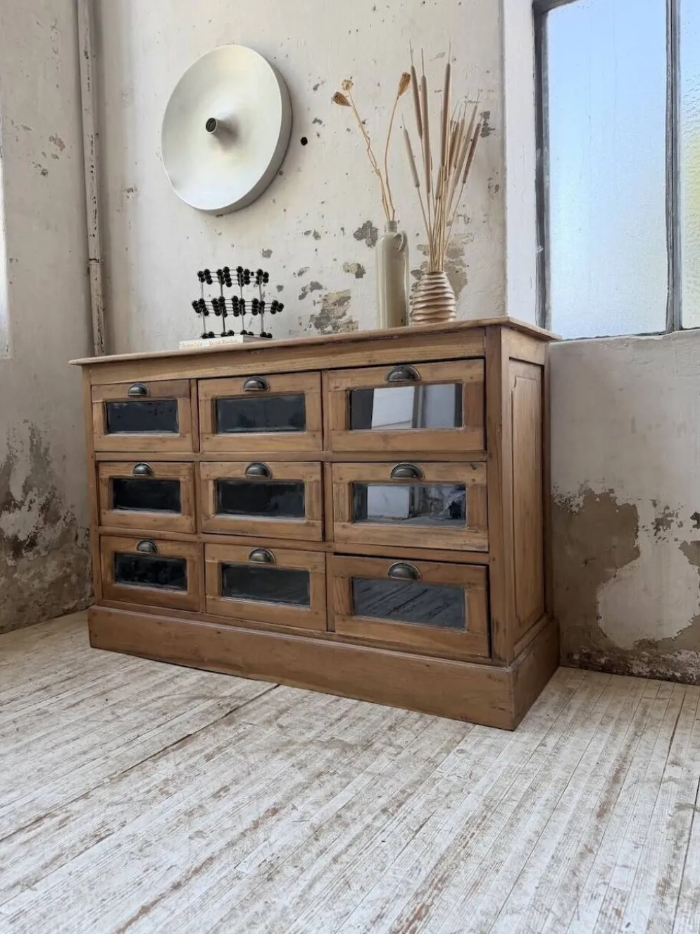 Grainetier meuble de métier en noyer 1950
