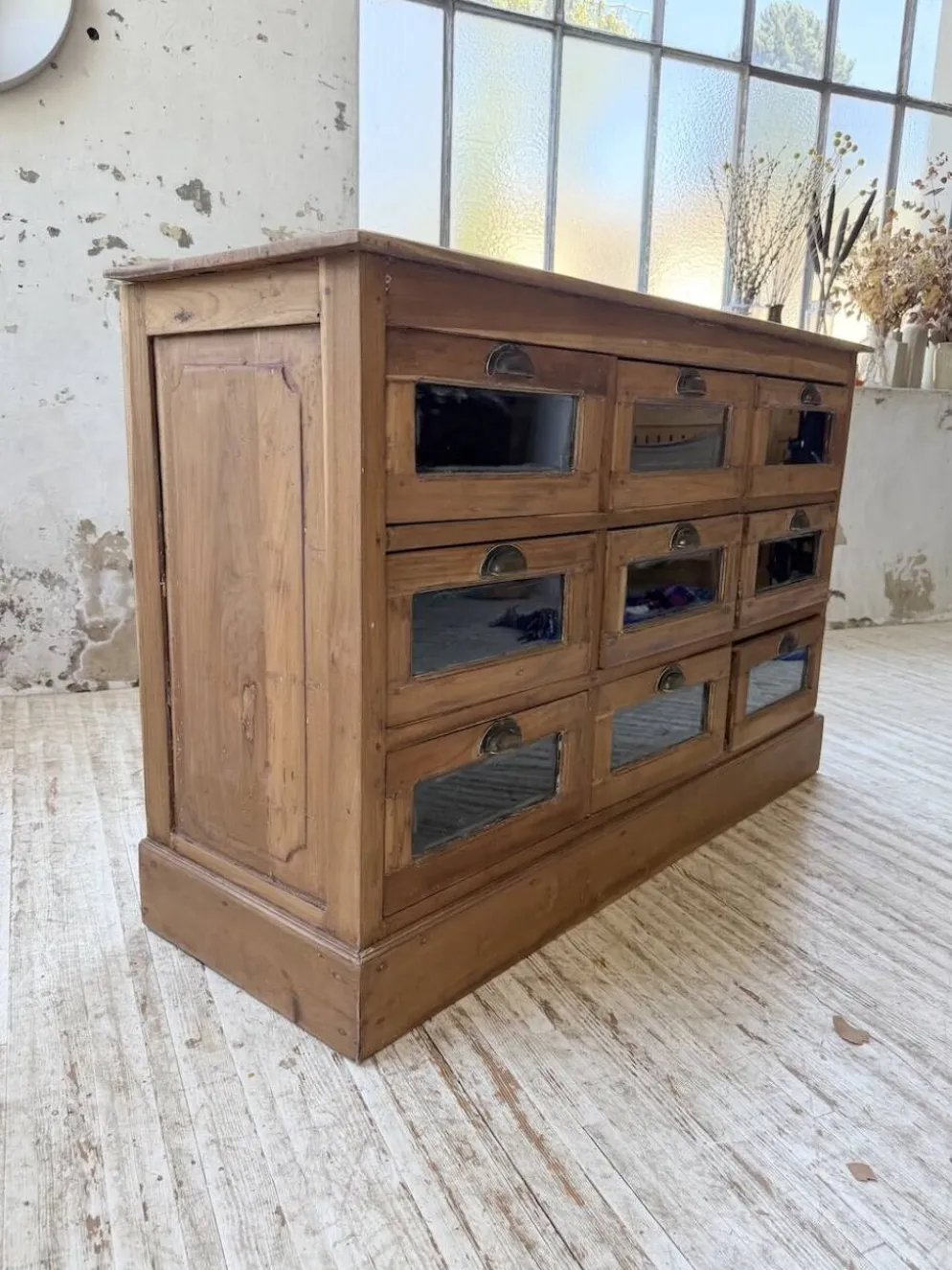 Grainetier meuble de métier en noyer 1950
