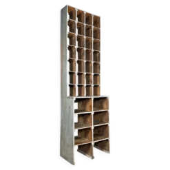 Grand ancien cabinet à casiers en bois d'atelier industriel