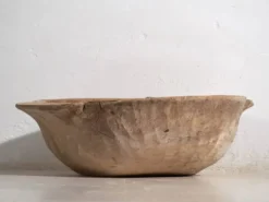 Grand bol ancien en bois massif (c.1900) #1