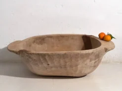 Grand bol ancien en bois massif (c.1900) #1