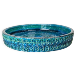Grand bol en céramique Rimini Blu de style mid-century moderne par Aldo Londi pour Bitossi, Italie, années 1960.