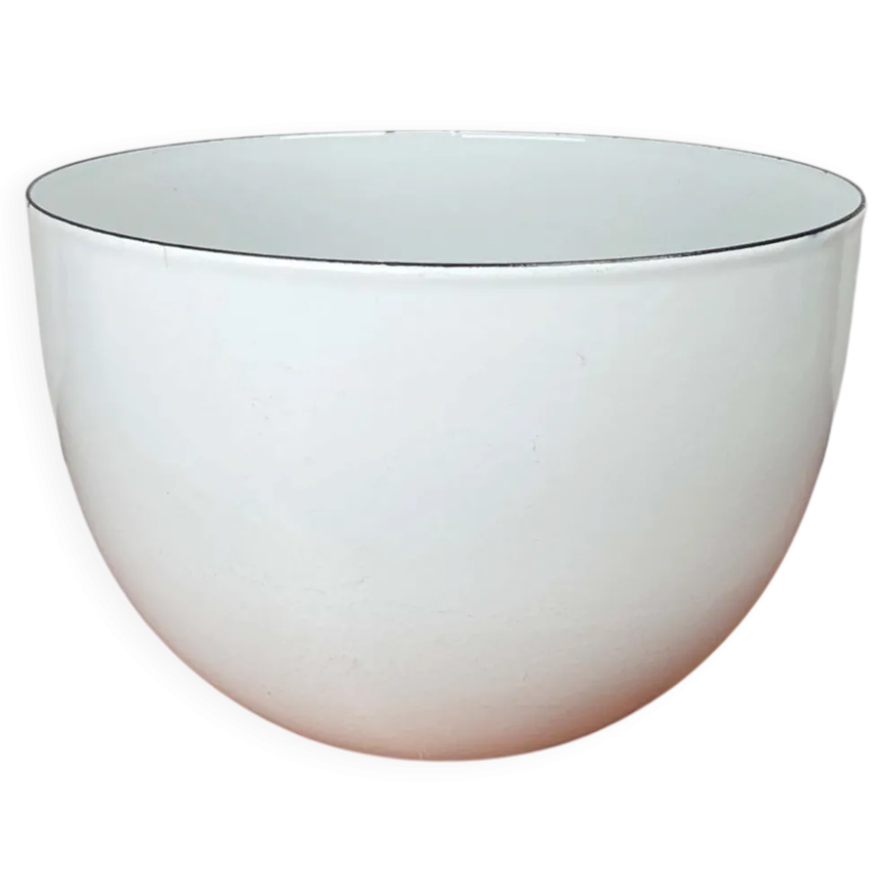 Grand bol en émail blanc danois de style mid-century moderne, années 1960