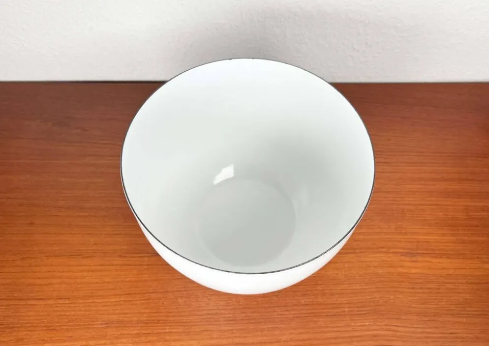Grand bol en émail blanc danois de style mid-century moderne, années 1960