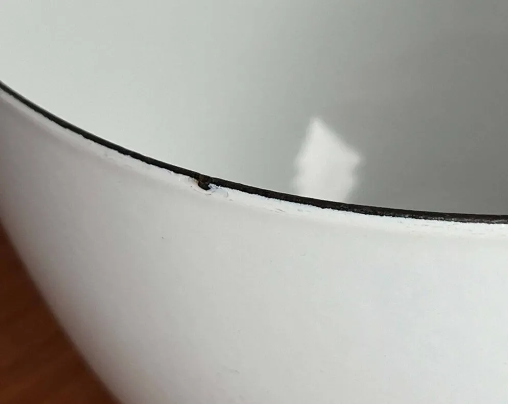 Grand bol en émail blanc danois de style mid-century moderne, années 1960