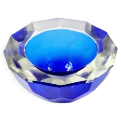 Grand bol en verre de Murano Sommerso facetté par Mandruzzato, Italie, années 1970