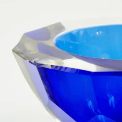 Grand bol en verre de Murano Sommerso facetté par Mandruzzato, Italie, années 1970