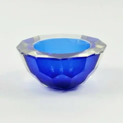 Grand bol en verre de Murano Sommerso facetté par Mandruzzato, Italie, années 1970