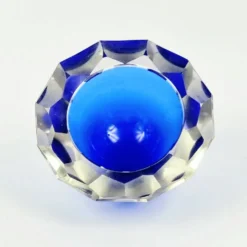 Grand bol en verre de Murano Sommerso facetté par Mandruzzato, Italie, années 1970