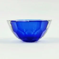 Grand bol en verre de Murano Sommerso facetté par Mandruzzato, Italie, années 1970