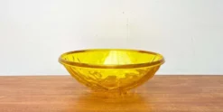 Grand bol jaune en forme de lune vintage rare de Mario Bellini pour Kartell
