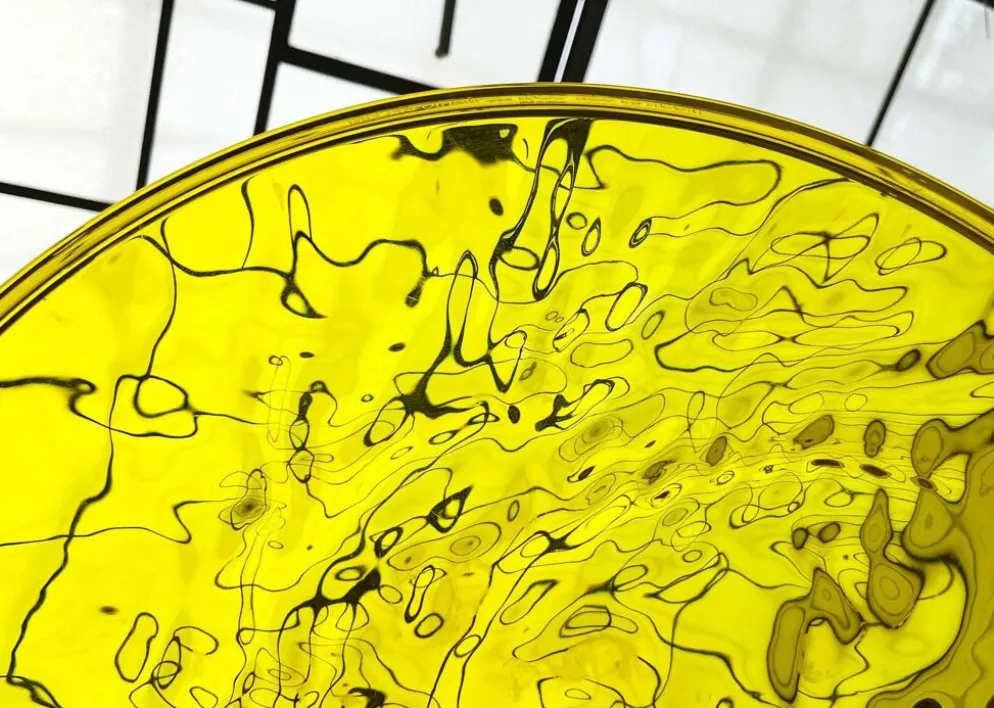 Grand bol jaune en forme de lune vintage rare de Mario Bellini pour Kartell