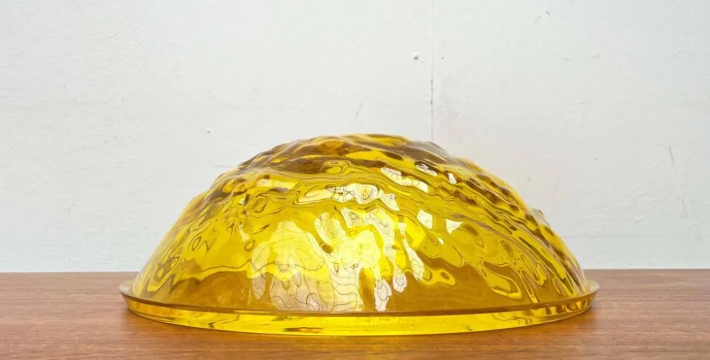 Grand bol jaune en forme de lune vintage rare de Mario Bellini pour Kartell