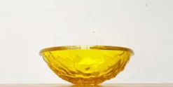 Grand bol jaune en forme de lune vintage rare de Mario Bellini pour Kartell
