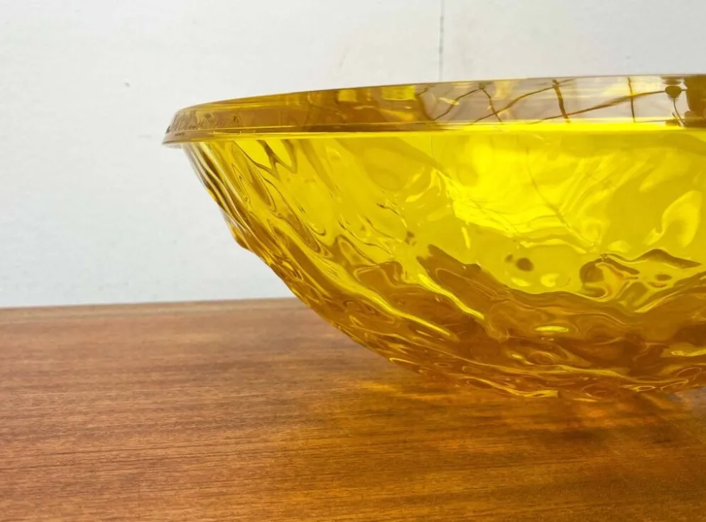 Grand bol jaune en forme de lune vintage rare de Mario Bellini pour Kartell