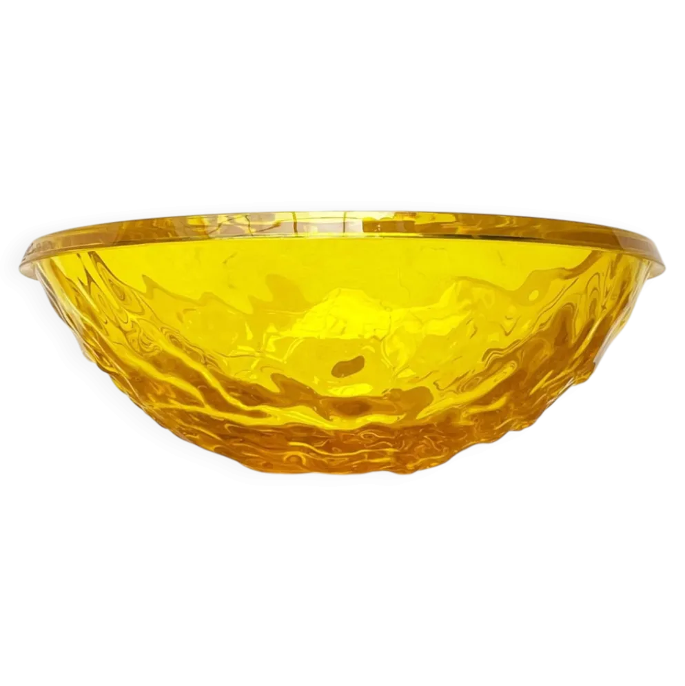 Grand bol jaune en forme de lune vintage rare de Mario Bellini pour Kartell