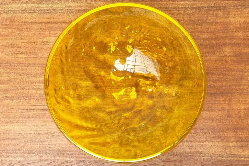 Grand bol jaune en forme de lune vintage rare de Mario Bellini pour Kartell