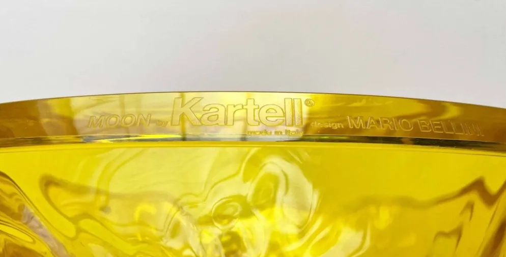 Grand bol jaune en forme de lune vintage rare de Mario Bellini pour Kartell