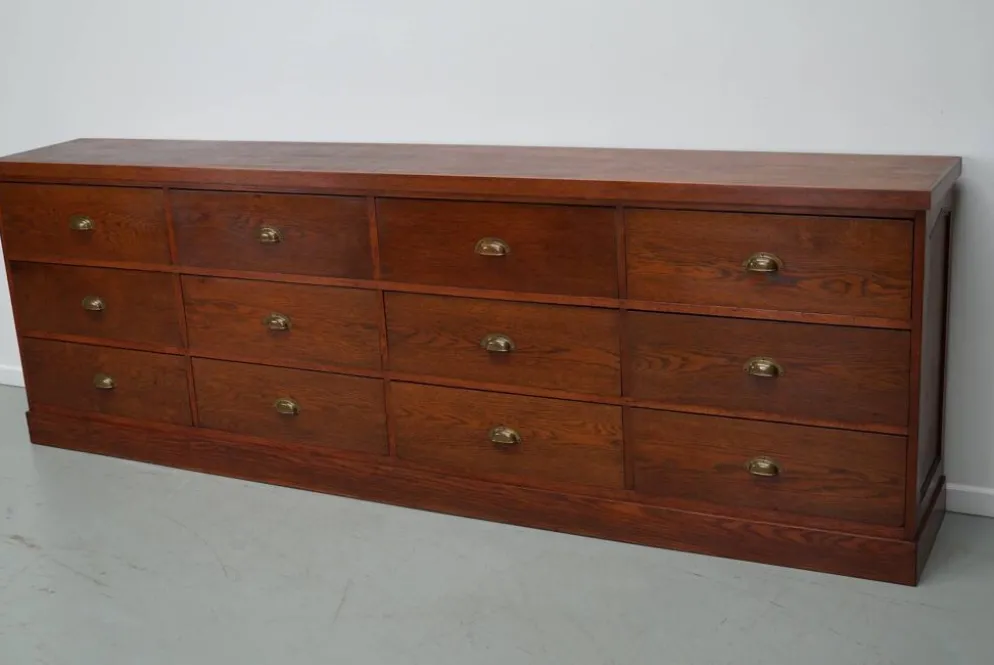 Grand buffet/armoire de magasin Art déco vintage en chêne hollandais, années 1930