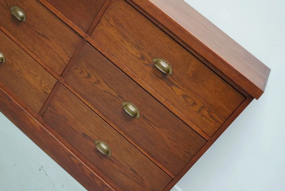 Grand buffet/armoire de magasin Art déco vintage en chêne hollandais, années 1930