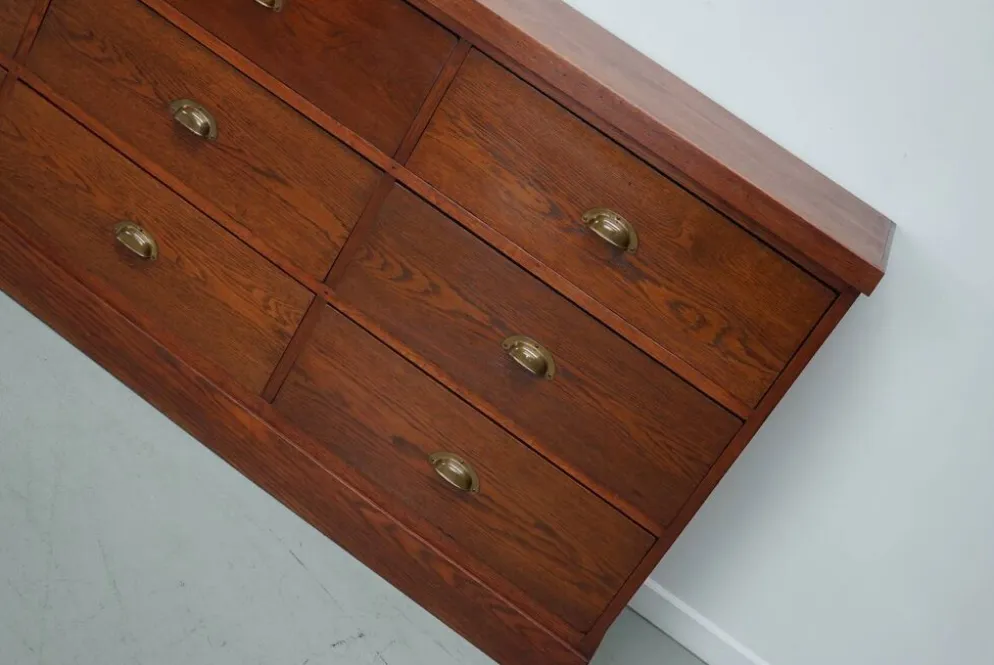 Grand buffet/armoire de magasin Art déco vintage en chêne hollandais, années 1930