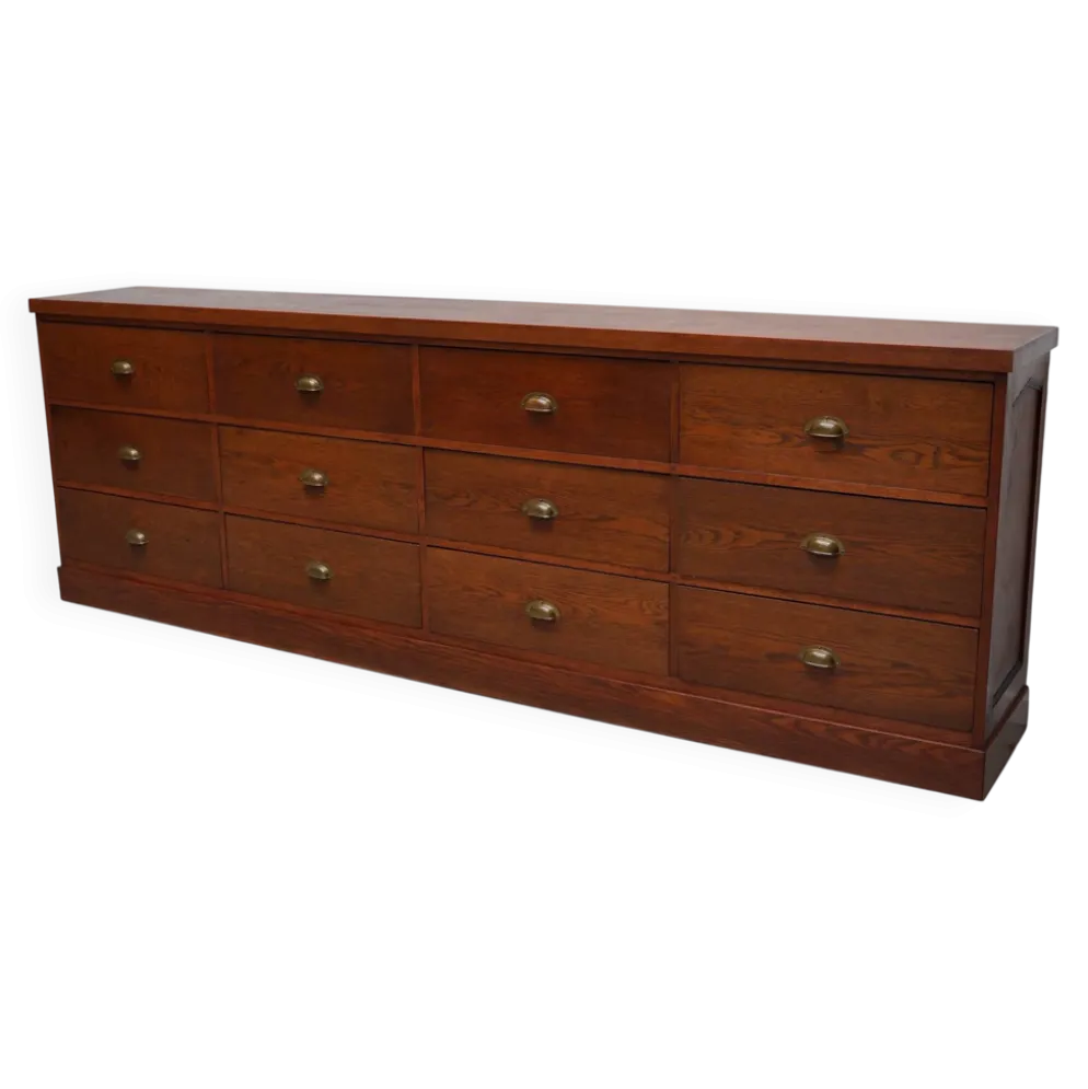Grand buffet/armoire de magasin Art déco vintage en chêne hollandais, années 1930