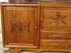 Grand buffet 2 corps en noyer et marbre