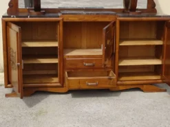 Grand buffet 2 corps en noyer et marbre