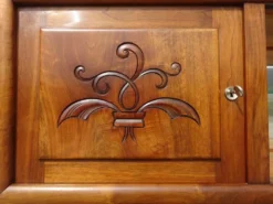 Grand buffet 2 corps en noyer et marbre