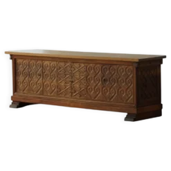 Grand buffet danois moderne en chêne sculpté, signé Max A. Rasmussen, Danemark, années 1940