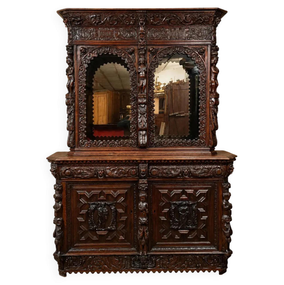Grand buffet deux-corps style renaissance richement sculpté – « anno 1634 »