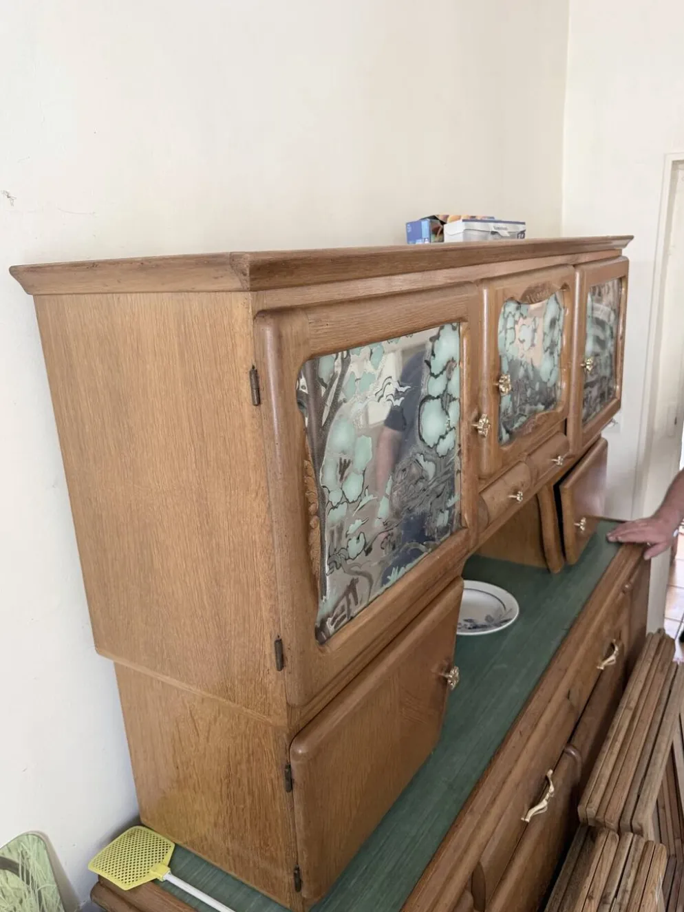 Grand buffet vaisselier Mado rustique en chêne - Style Art Déco / Régi