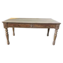 Grand bureau ancien en bois brut