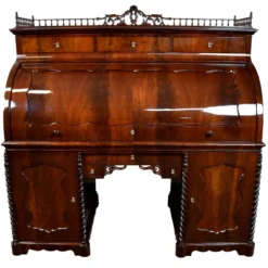 Grand bureau cylindre Louis-Philippe en acajou et érable - 1840-1860